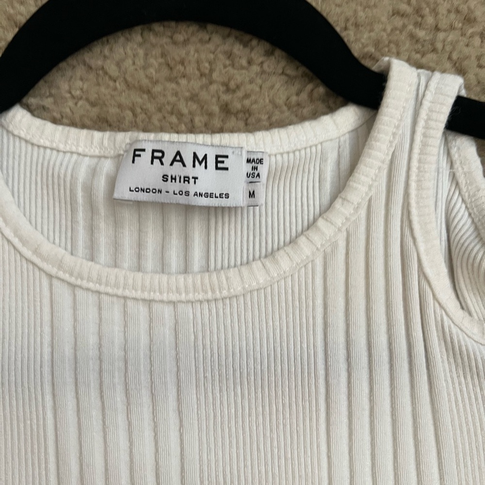 Frame Denim Ivory Ribbed Sleeveless Top
